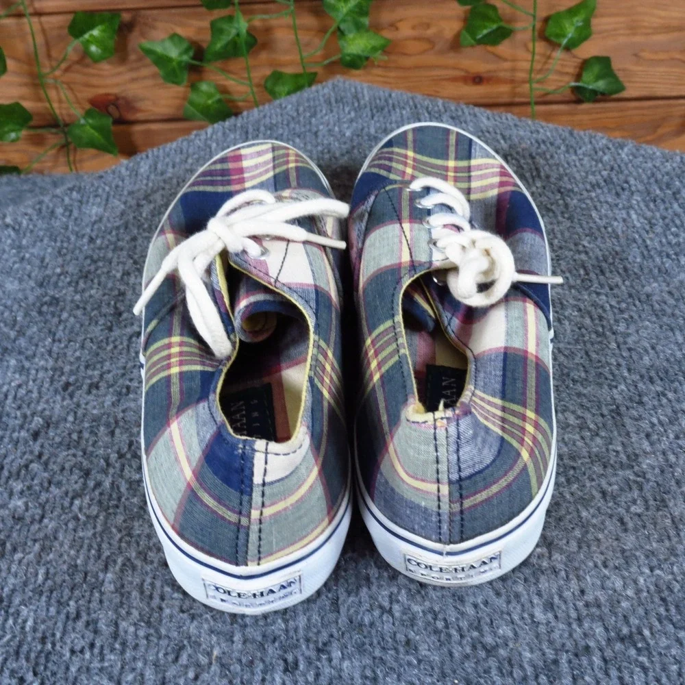 Cole Haan‎ Sporting Women Casual Sneaker 6.5 Daily Wear Blue Plaid Fabric